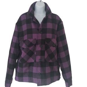BDG Urban Outfitters purple black plaid warm jacket size S